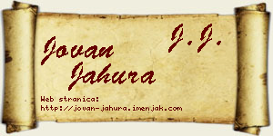 Jovan Jahura vizit kartica